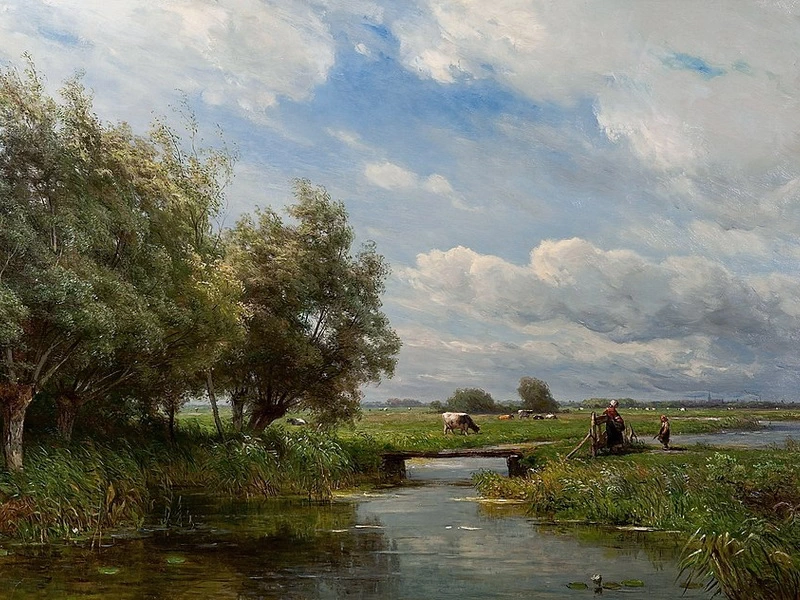 1825-Jan Willem van Borselen, - Il paesaggio dei polder olandesi